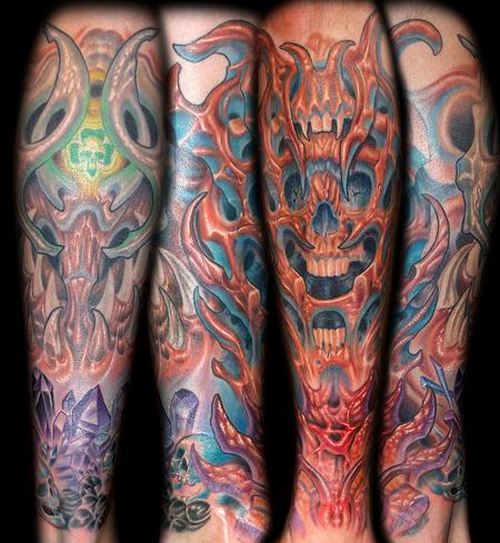 Tattoos - Bio Organic Skull and Crystal Tattoo - 64521