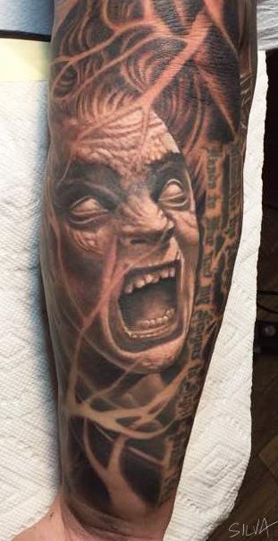 Tattoos - Black and grey face - 134275