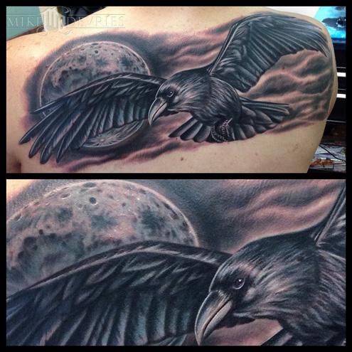 Mike DeVries : Tattoos : Black and Gray : Crow Tattoo