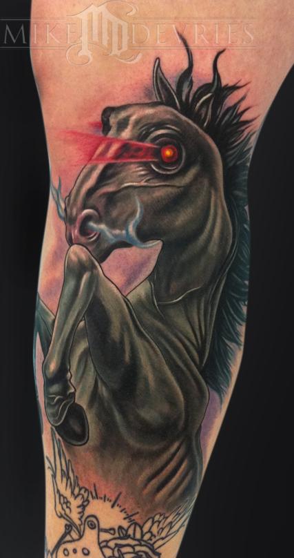 Back Warrior Horse Tattoo by Jun Cha