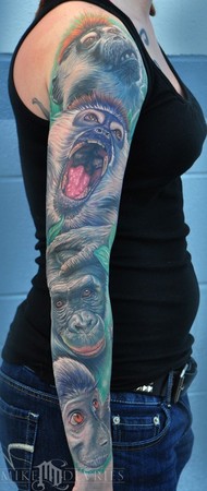 Tattoos - Monkey Tattoo Sleeve - 48965