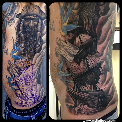 Human Canvas Tattoo  Tattoos  Black and Gray  Pirate Ship