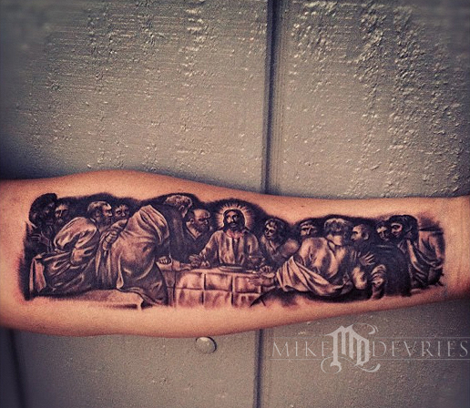 Mike DeVries : Tattoos : Fine Line : The Last Supper