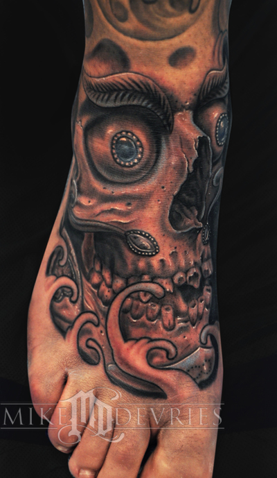 Mike DeVries : Tattoos : Realistic : Tibetan Skull Tattoo Mike DeVries : Tattoos : Realistic : Tibetan Skull Tattoo