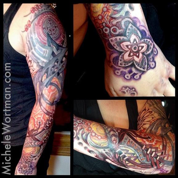 Tattoos - Sashas Tech-Mech bio sleeve  - 91874