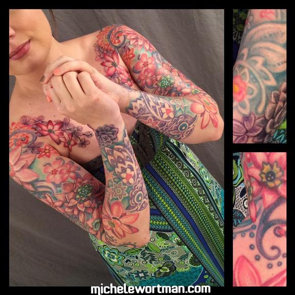 Tattoos - Vintage floral bodyset on Renee - 117142