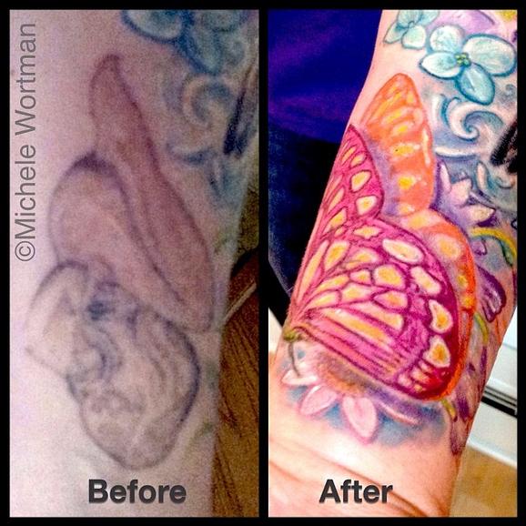 Tattoos - Caseys Barn Swallow family sleeve (coverup detail) - 91866
