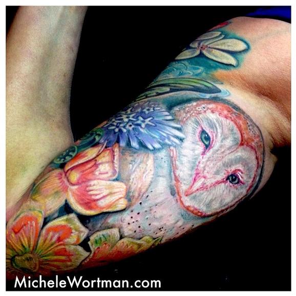 Tattoos - Jodis innerarm owl set (in progress) - 91893