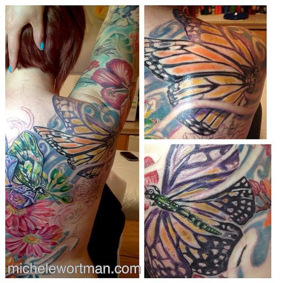 Tattoos - Amys Butterfly Garden back (in progress) - 91878