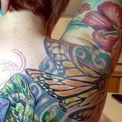 Tattoos - Amys Butterfly Garden back (in progress) - 91878