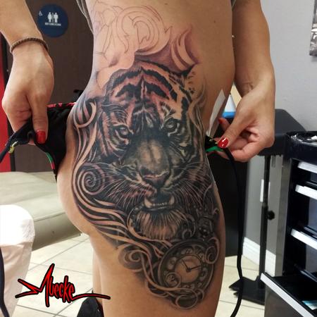 Tattoos - Tiger tattoo and timepiece - 108180