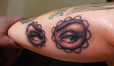 Tattoos - Black and Gray Eyes Tattoo - 63767