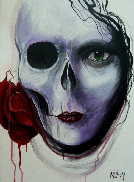 Tattoos - Skull Rose face - 64126