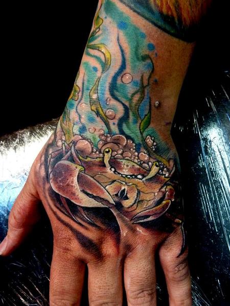 Tattoos - Crab Hand tattoo - 64093
