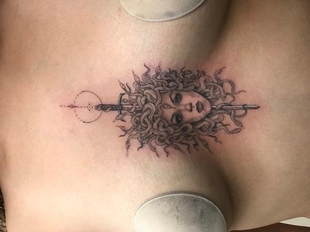 Mully - Medusa sternum tattoo