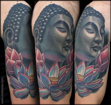 Tattoos - Buddha and Three Lotuses - 123088