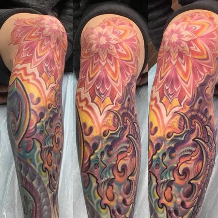 Phil Robertson - Bio mech mandala knee tattoo