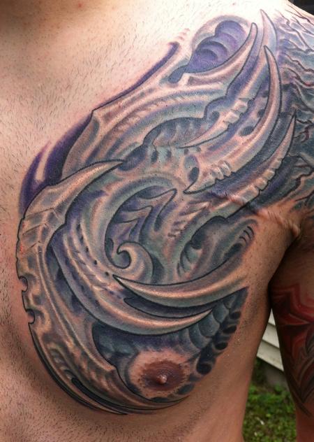 Phil Robertson - Bio mech chest tattoo