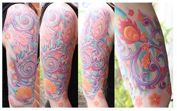 Tattoos - Color flower sleeve. - 38165