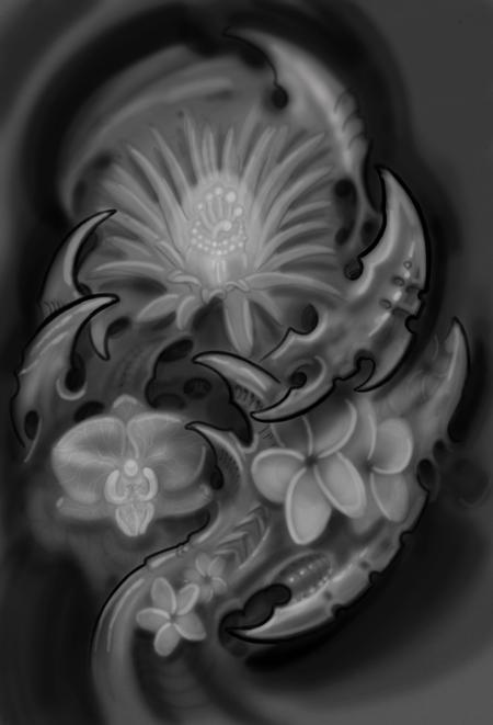 Tattoos - flower and biomech - 84376