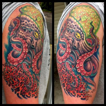 Phil Robertson - Octopus and coral custom tattoo