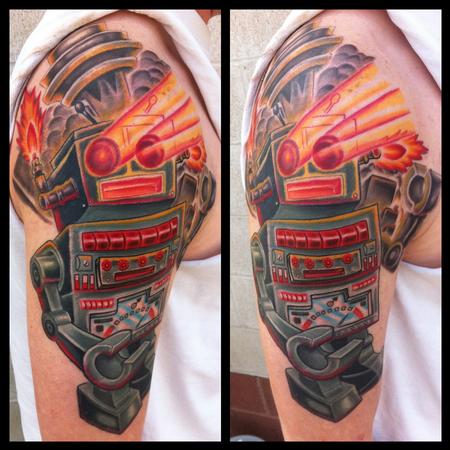 Tattoos - vintage robot color tattoo - 77095