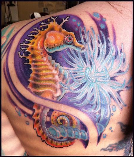 Tattoos - Seahorse color tattoo - 60116