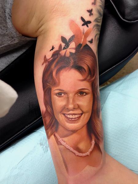 Tattoos - Portrait of Mother with Butterflies  - 84580