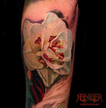 Tattoos - White Flower, Color Realism - 109252