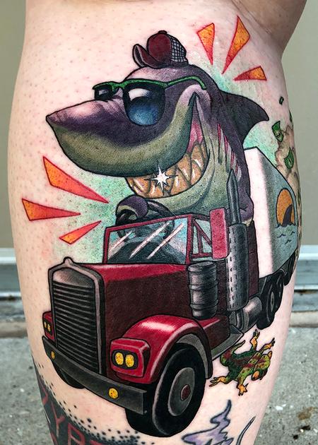 Trucker Shark Tattoo Design