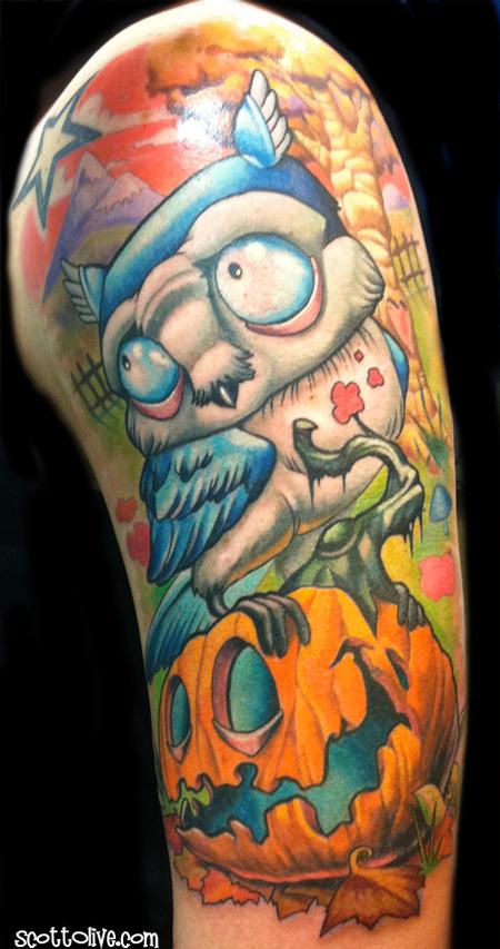Tattoos - Owl on Pumpkin - 62339