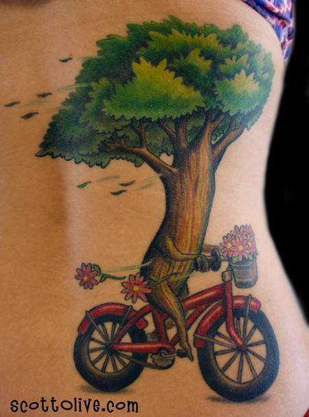 Tattoos - Tree Riding Bike - 104022