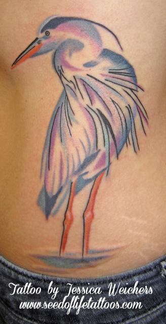 Tattoos - Painterly style Blue Heron  - 89997