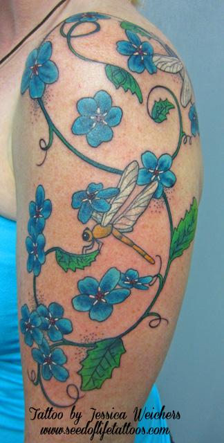 Tattoos - Forget me nots and Dragonflies - 90004