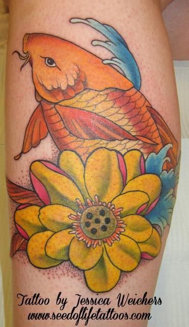 Tattoos - Koi with Lotus - 90011