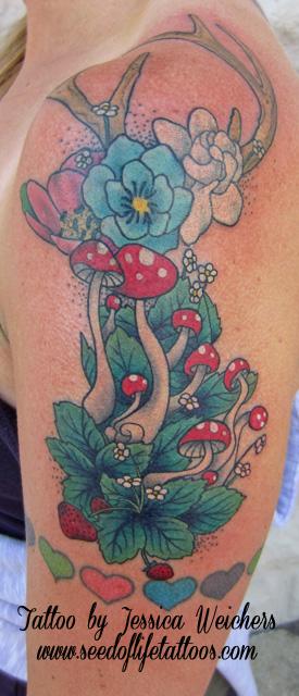 Tattoos - Flower Stag head - 90073