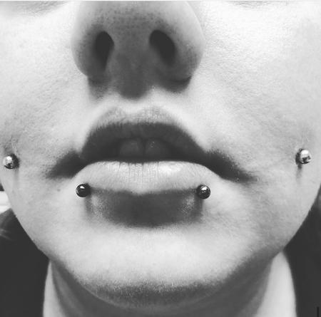 Tattoos - Dimples and Snake Bite Piercings - 144297