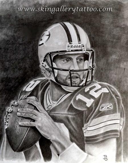 Brent Severson - Aaron Rodgers pencil sketch 