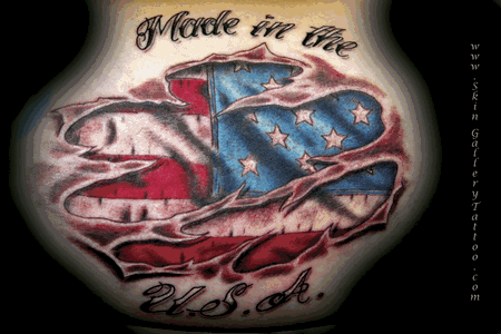 Tattoos - American Flag under ripped skin - 76940