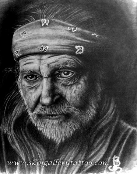 Tattoos - Willie Nelson pencil sketch - 96145