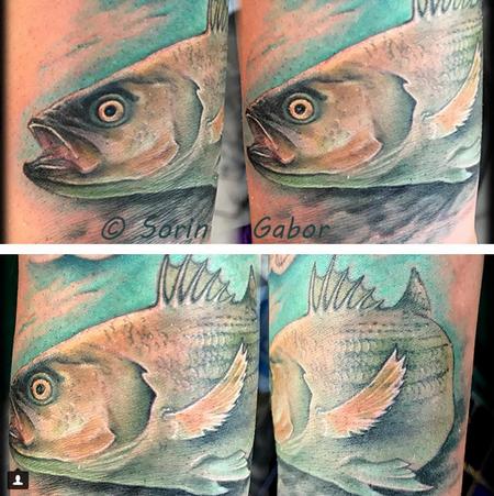 Sorin Gabor - realistic color bass tattoo on wrist
