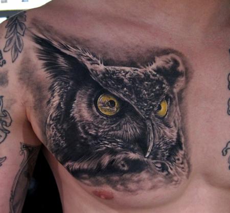 Tattoos - Owl tattoo - healed - 64216