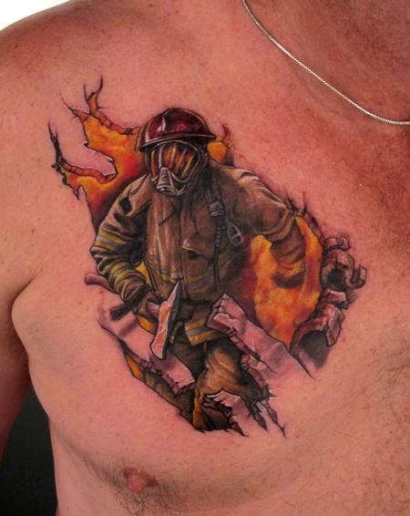 Tattoos - Firefighter chest tattoo - 54822