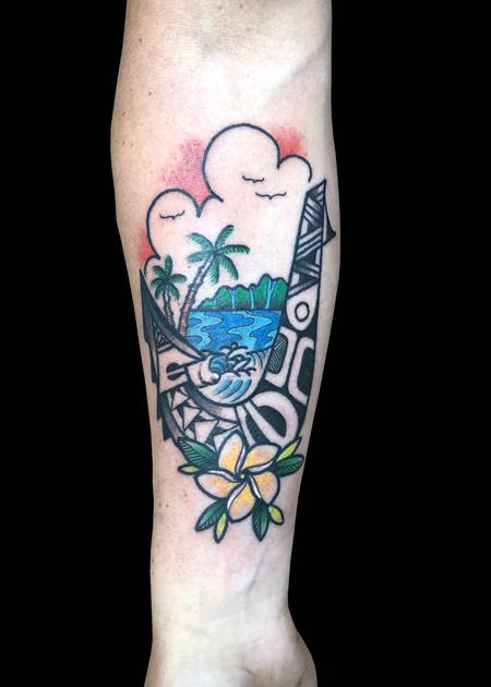 Tattoos - Hawaiian Scene- Polynesian Hook - 139772