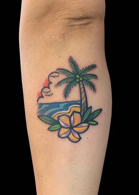 Tattoos - Hawaiian Scene Plumeria - 139770