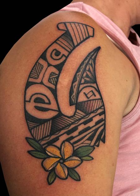 Tattoos - Polynesian Hook & Plumeria - 139787