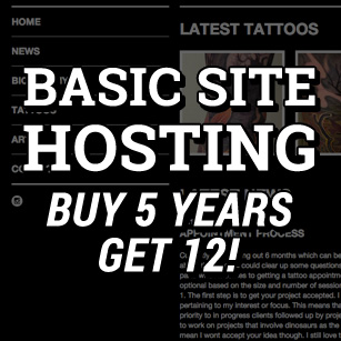 TattooNOW Basic website hosting 12 years for 5