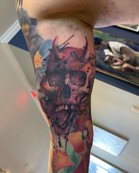 Tattoos - Demon Watercolor Skull - 144165