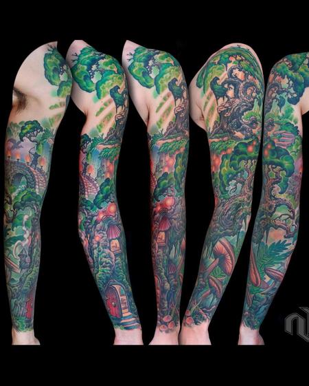 Tattoos - Nature Forest Arm Sleeve - 144220