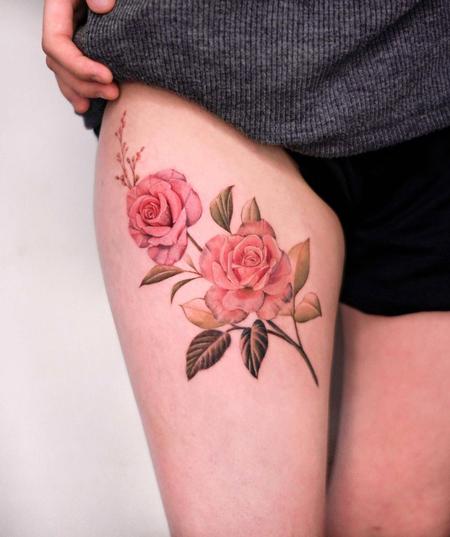 Tattoos - Realistic Rose Tattoo - 144046